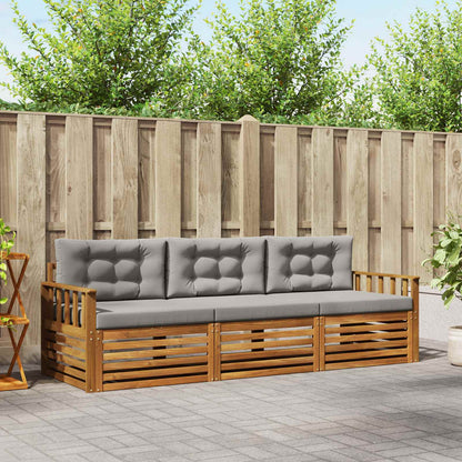 Set di divani da esterno 3 pcs Grigio Naturale e Chiaro
