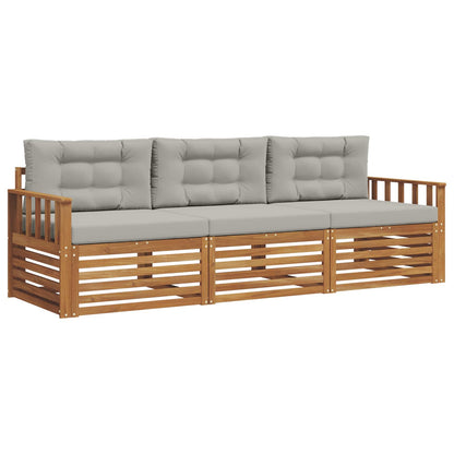 Set di divani da esterno 3 pcs Grigio Naturale e Chiaro | homemem39