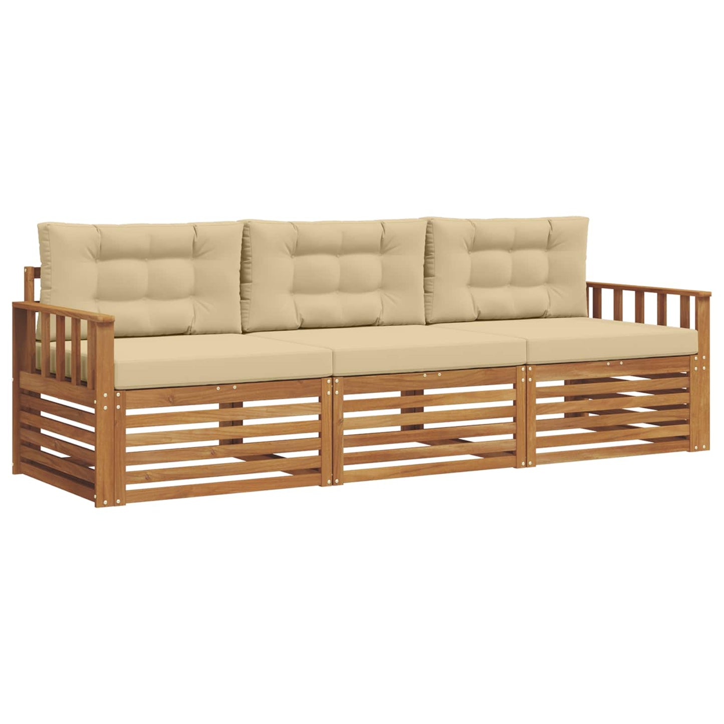 Set di divani da esterno con cuscino 3 pcs Naturale e Beige | homemem39