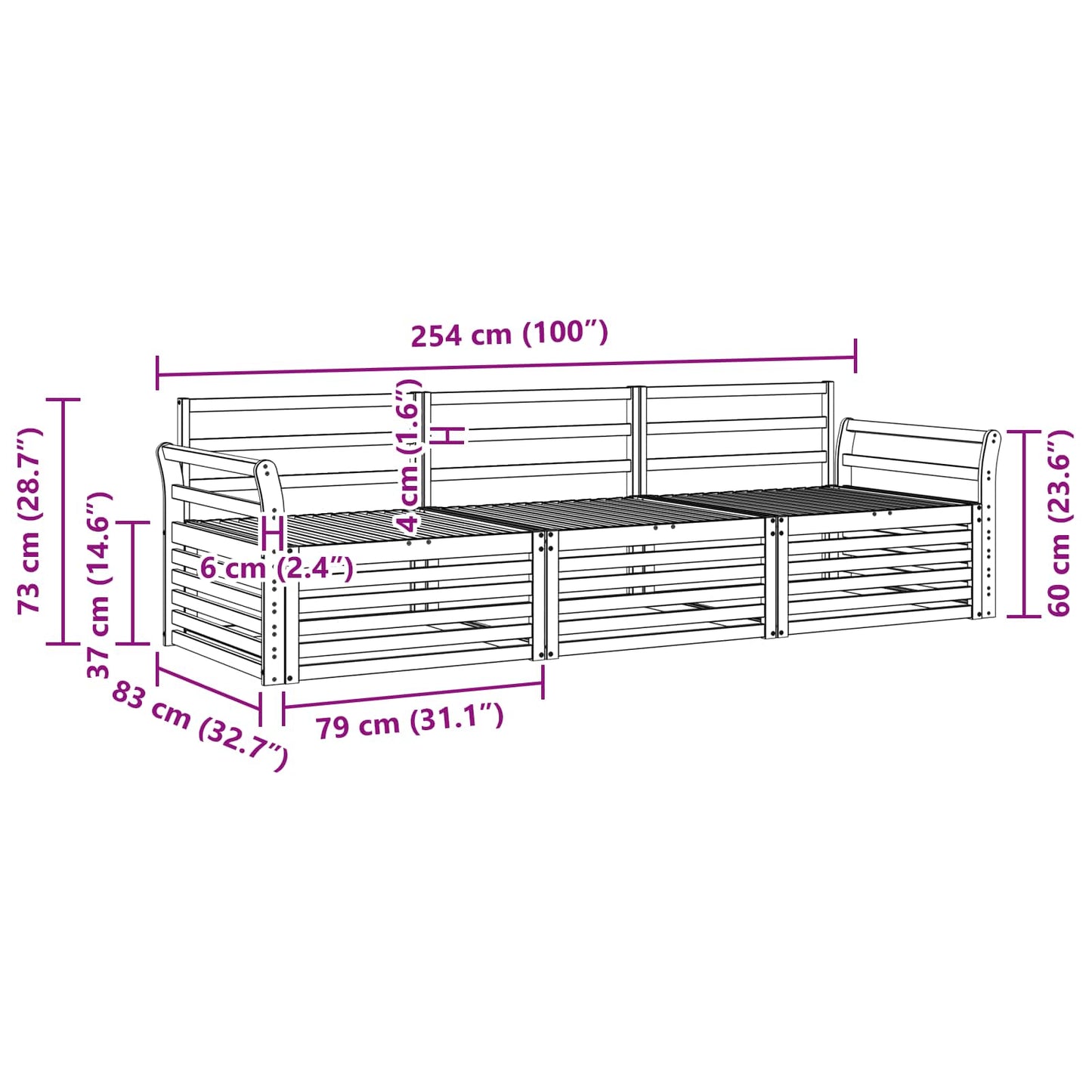 Set di divani da esterno 3 pcs Naturale | homemem39