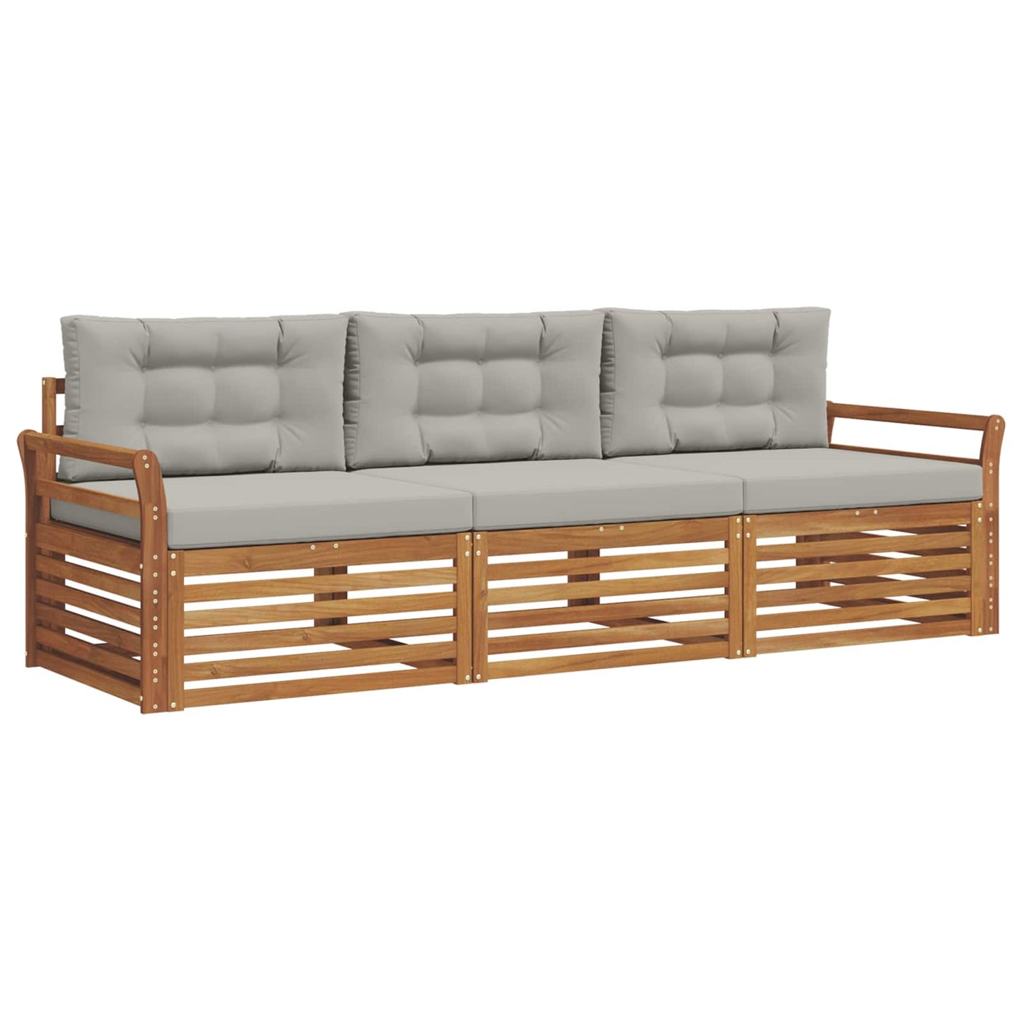 Set di divani da esterno 3 pcs Grigio Naturale e Chiaro | homemem39