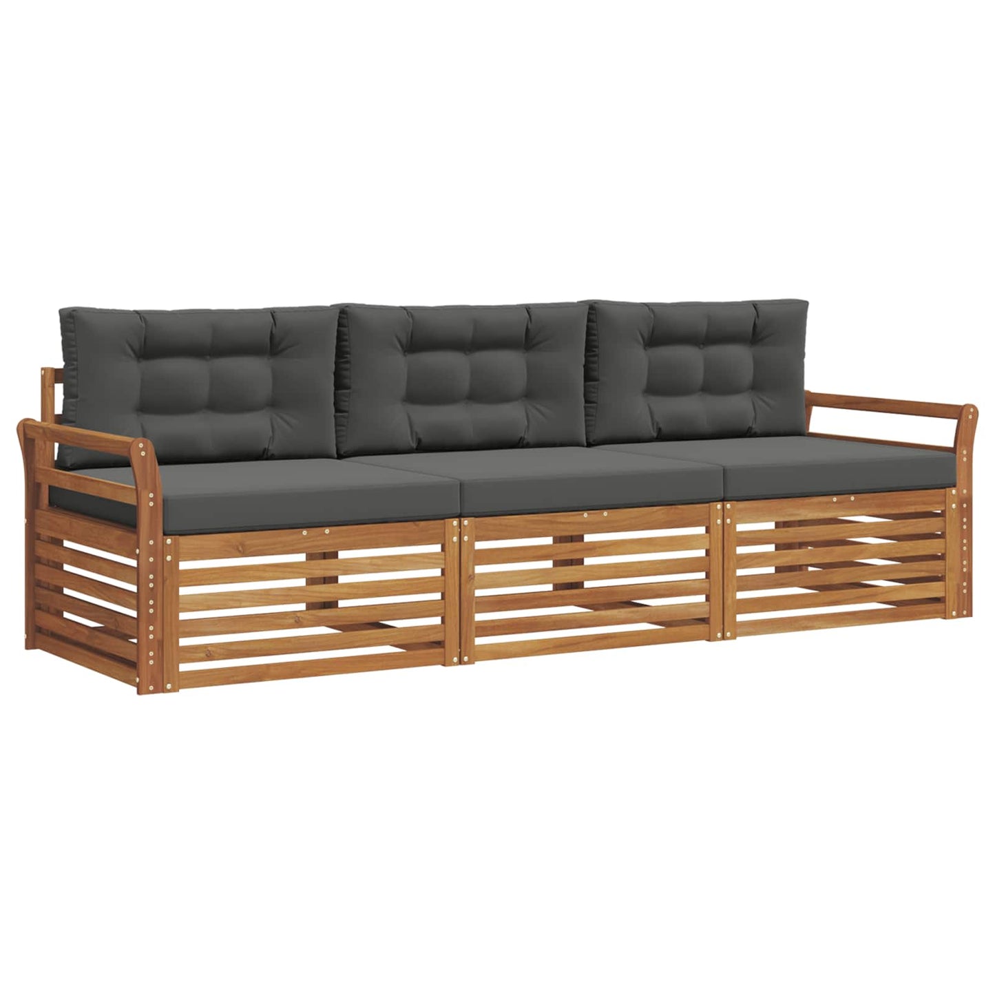 Set di divani da esterno con cuscino 3 pcs Naturale e Antracite | homemem39