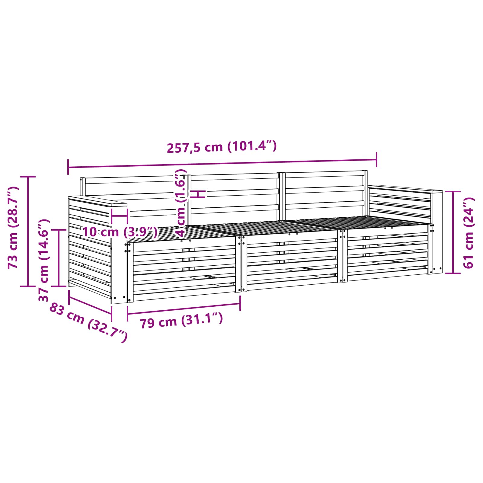 Set di divani da esterno 3 pcs Naturale | homemem39