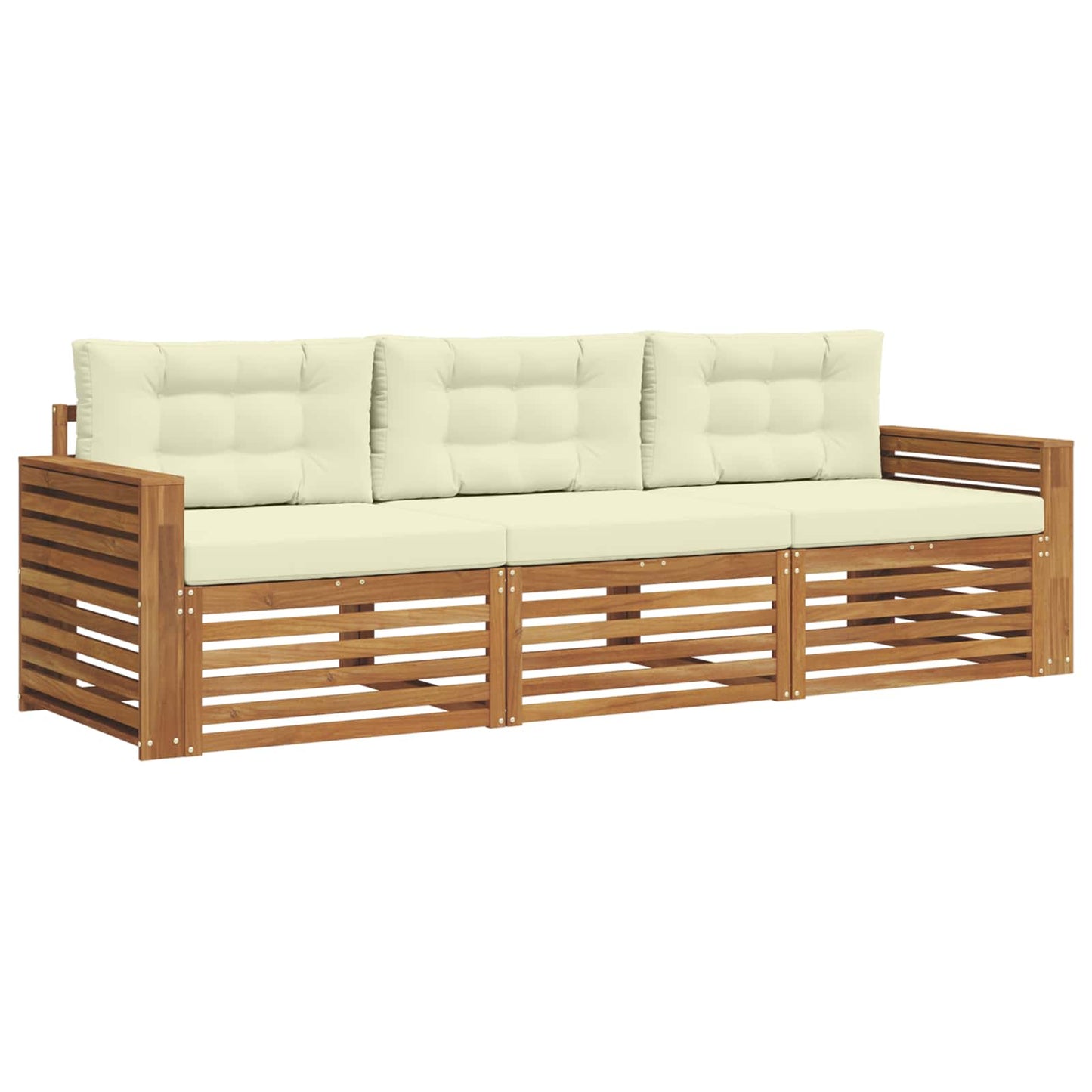Set di divani da esterno con cuscino 3 pcs Naturale e Crema | homemem39