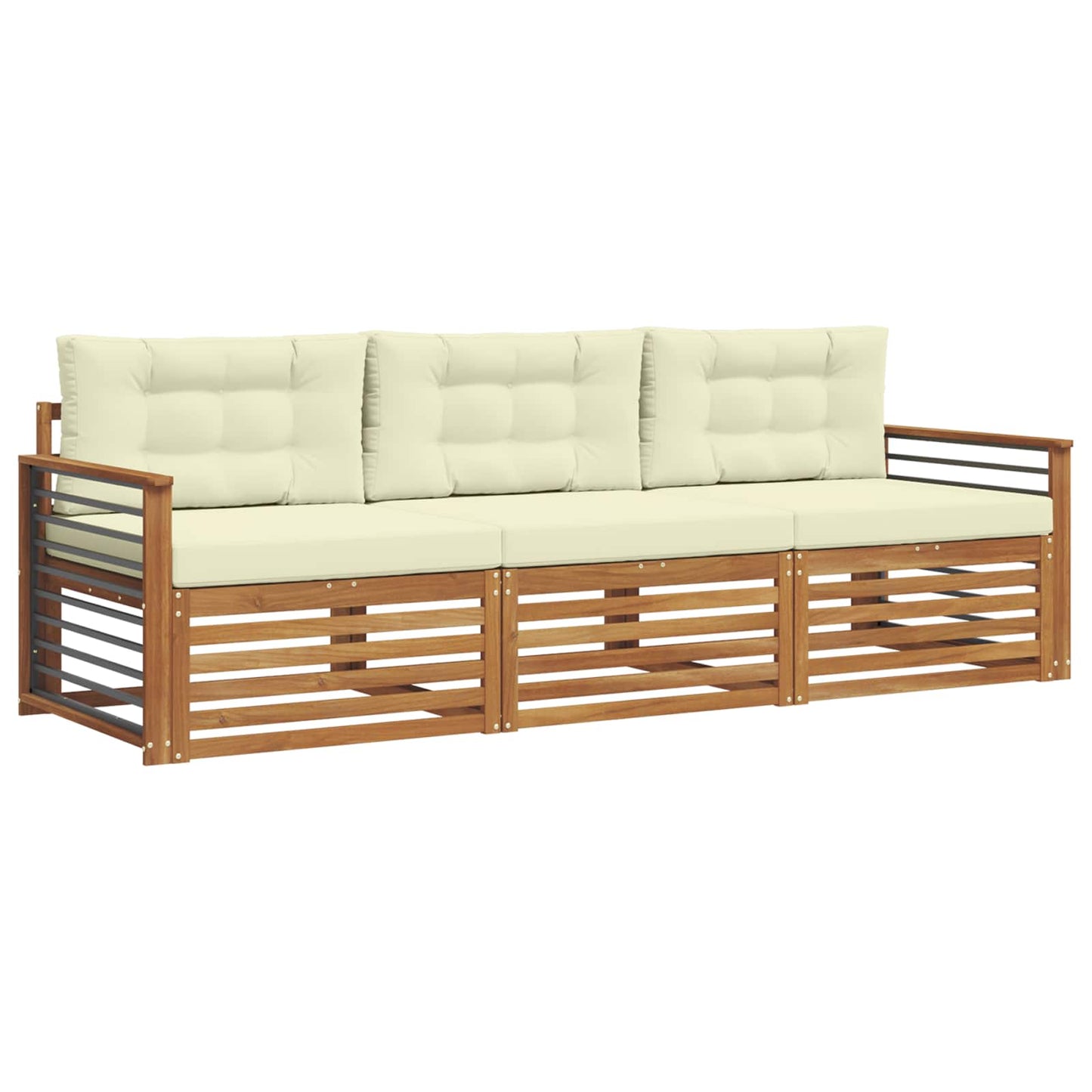 Set di divani da esterno con cuscino 3 pcs Naturale e Crema | homemem39