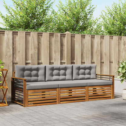 Set di divani da esterno 3 pcs Grigio Naturale e Chiaro | homemem39