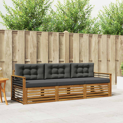 Set di divani da esterno con cuscino 3 pcs Naturale e Antracite | homemem39