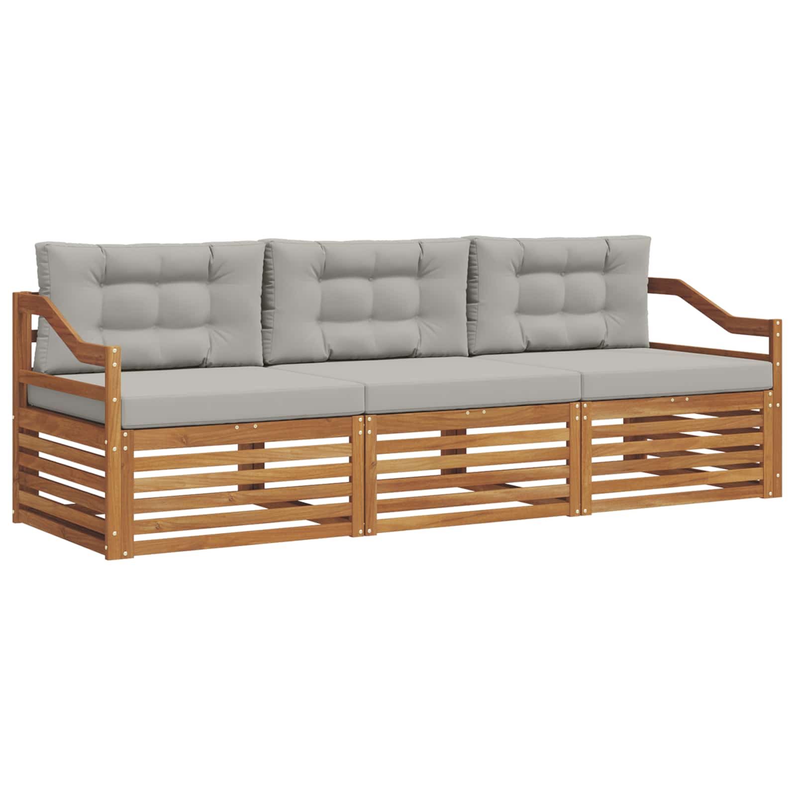 Set di divani da esterno 3 pcs Grigio Naturale e Chiaro | homemem39
