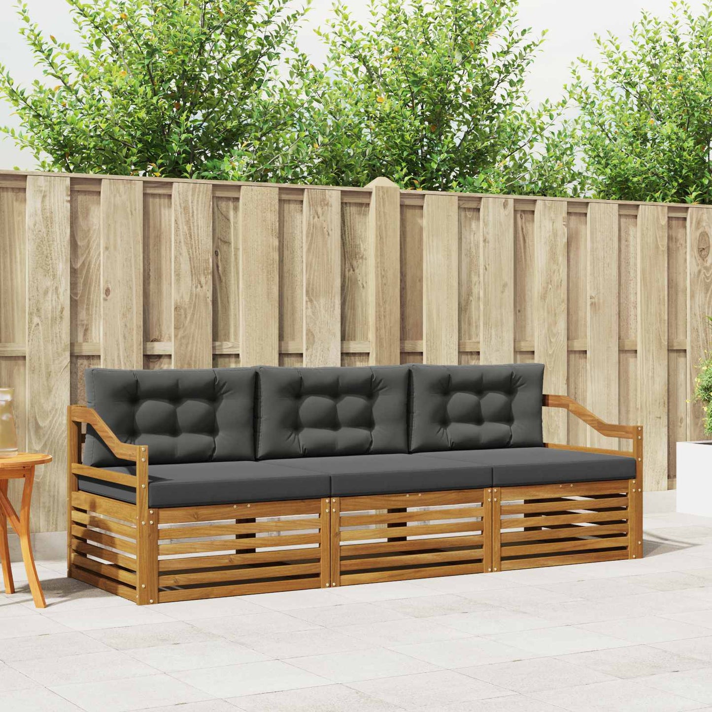 Set di divani da esterno con cuscino 3 pcs Naturale e Antracite | homemem39