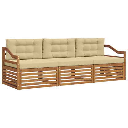 Set di divani da esterno con cuscino 3 pcs Naturale e Beige | homemem39
