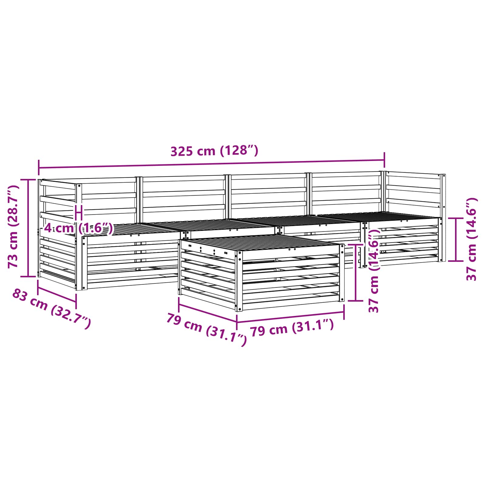 Set di divani da esterno 5 pcs Naturale | homemem39