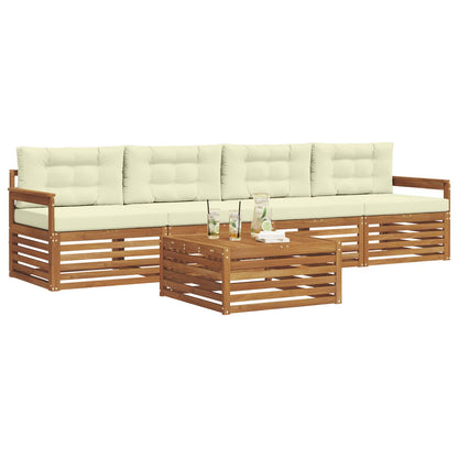 Set di divani da esterno con cuscino 5 pcs Naturale e Crema | homemem39