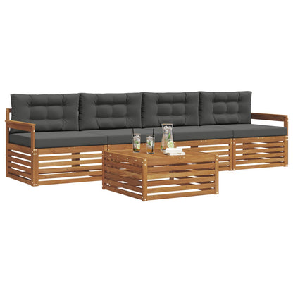 Set di divani da esterno con cuscino 5 pcs Naturale e Antracite | homemem39