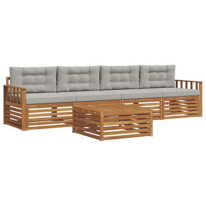 Set di divani da esterno 5 pcs Grigio Naturale e Chiaro | homemem39