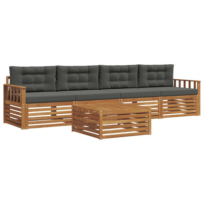Set di divani da esterno con cuscino 5 pcs Naturale e Antracite | homemem39