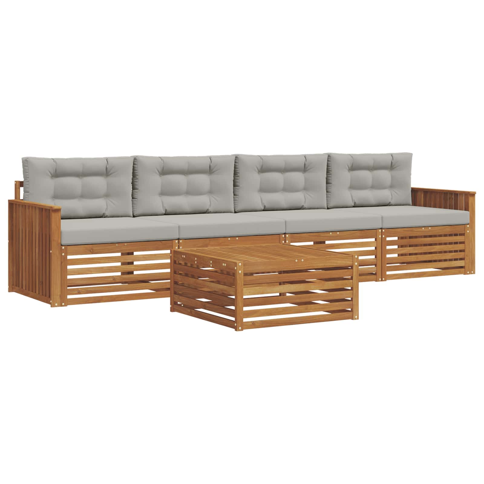Set di divani da esterno 5 pcs Grigio Naturale e Chiaro | homemem39