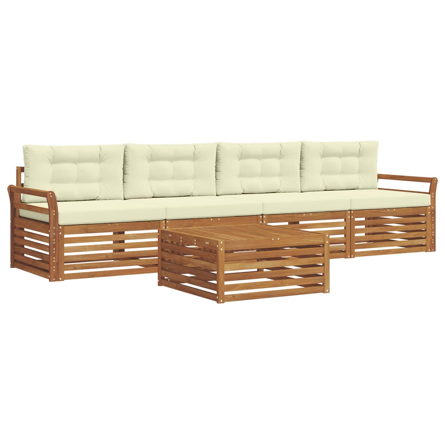 Set di divani da esterno con cuscino 5 pcs Naturale e Crema