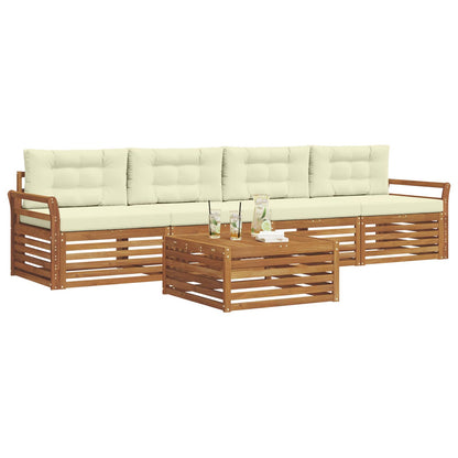 Set di divani da esterno con cuscino 5 pcs Naturale e Crema