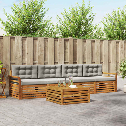 Set di divani da esterno 5 pcs Grigio Naturale e Chiaro
