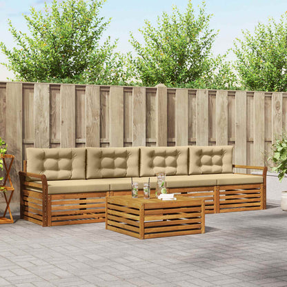 Set di divani da esterno con cuscino 5 pcs Naturale e Beige