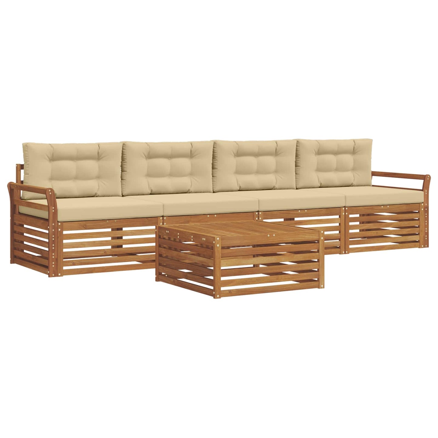 Set di divani da esterno con cuscino 5 pcs Naturale e Beige