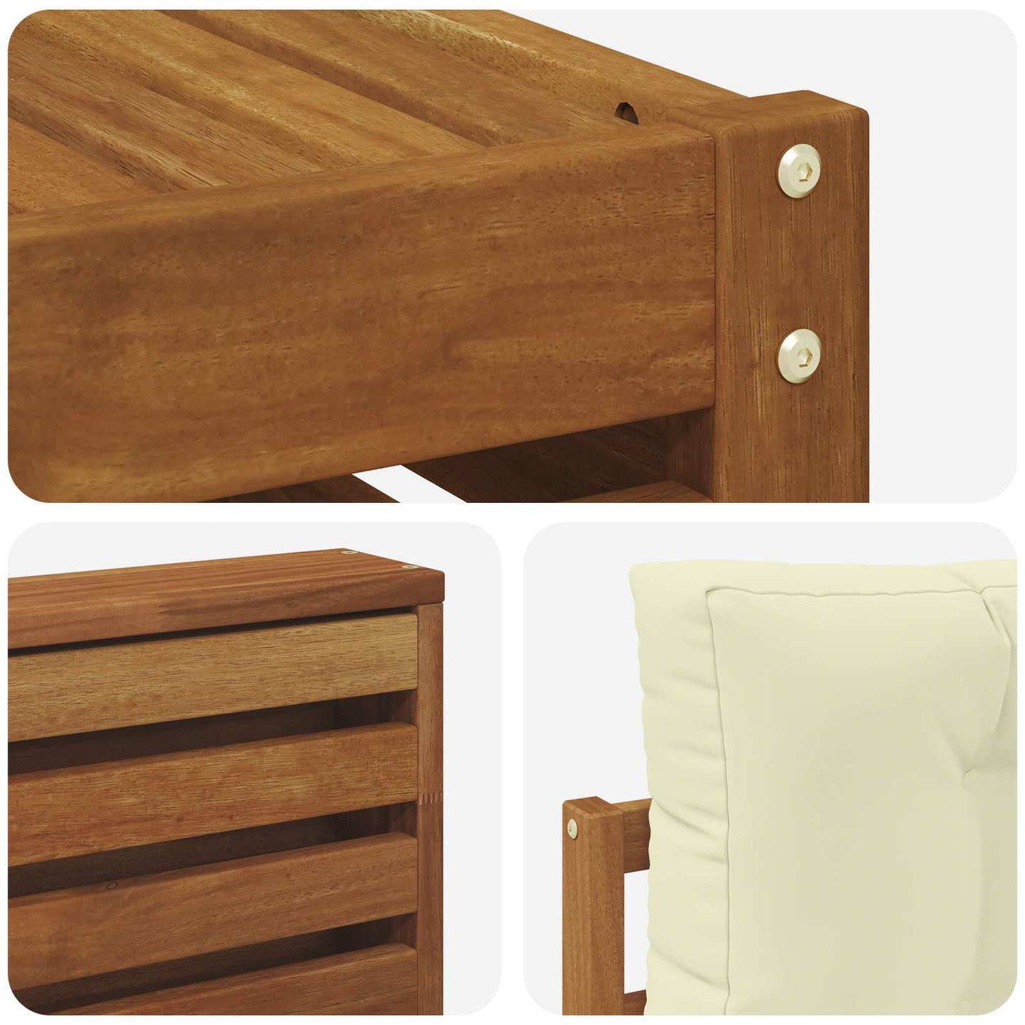 Set di divani da esterno con cuscino 5 pcs Naturale e Crema