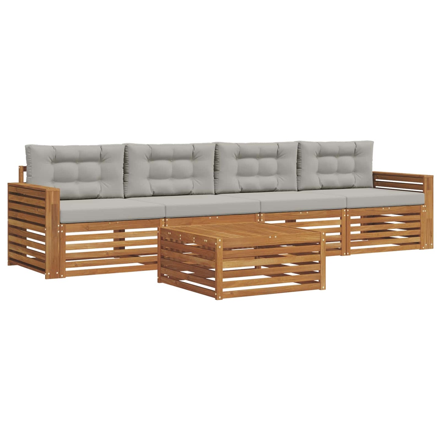 Set di divani da esterno 5 pcs Grigio Naturale e Chiaro