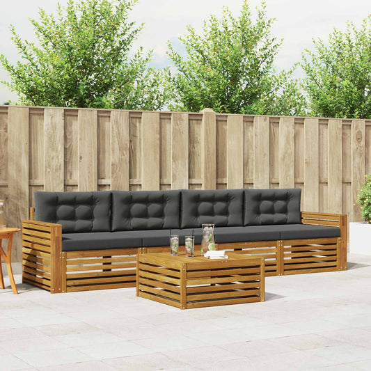 Set di divani da esterno con cuscino 5 pcs Naturale e Antracite