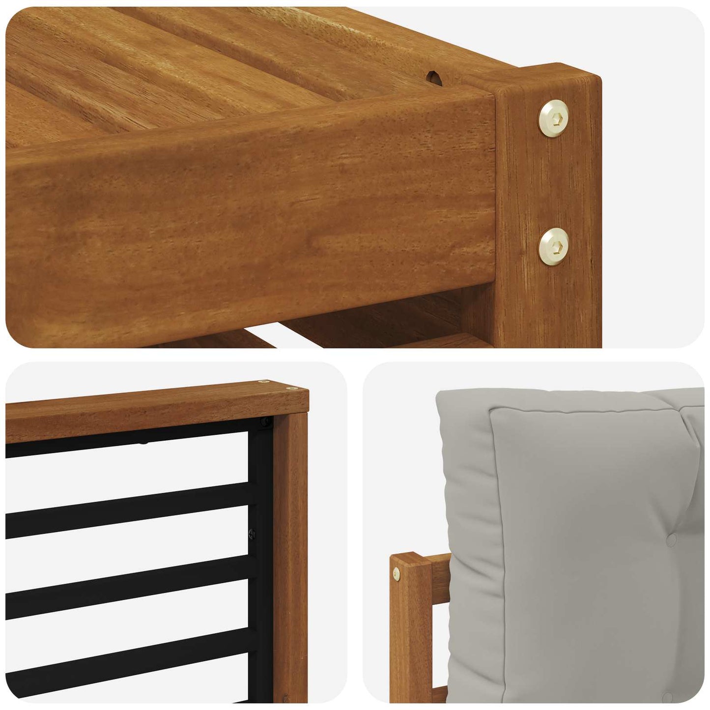 Set di divani da esterno 5 pcs Grigio Naturale e Chiaro