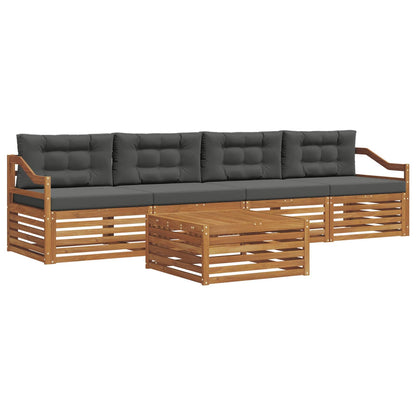 Set di divani da esterno con cuscino 5 pcs Naturale e Antracite | homemem39