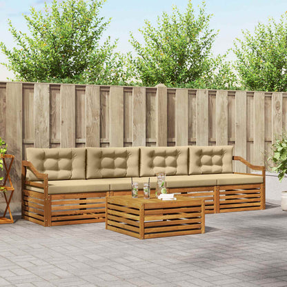 Set di divani da esterno con cuscino 5 pcs Naturale e Beige