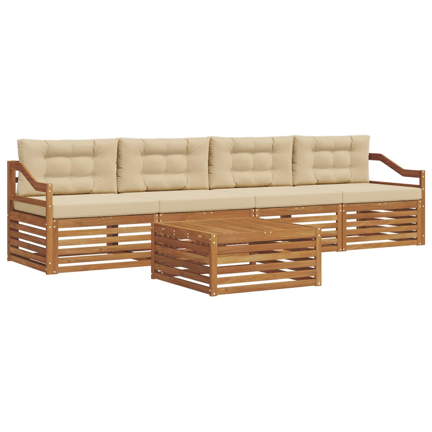 Set di divani da esterno con cuscino 5 pcs Naturale e Beige | homemem39