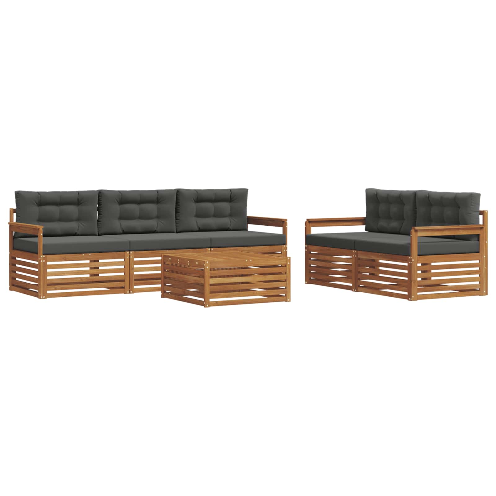 Set di divani da esterno con cuscino 6 pcs Naturale e Antracite | homemem39