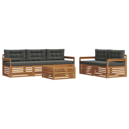 Set di divani da esterno con cuscino 6 pcs Naturale e Antracite | homemem39