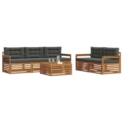 Set di divani da esterno con cuscino 6 pcs Naturale e Antracite | homemem39