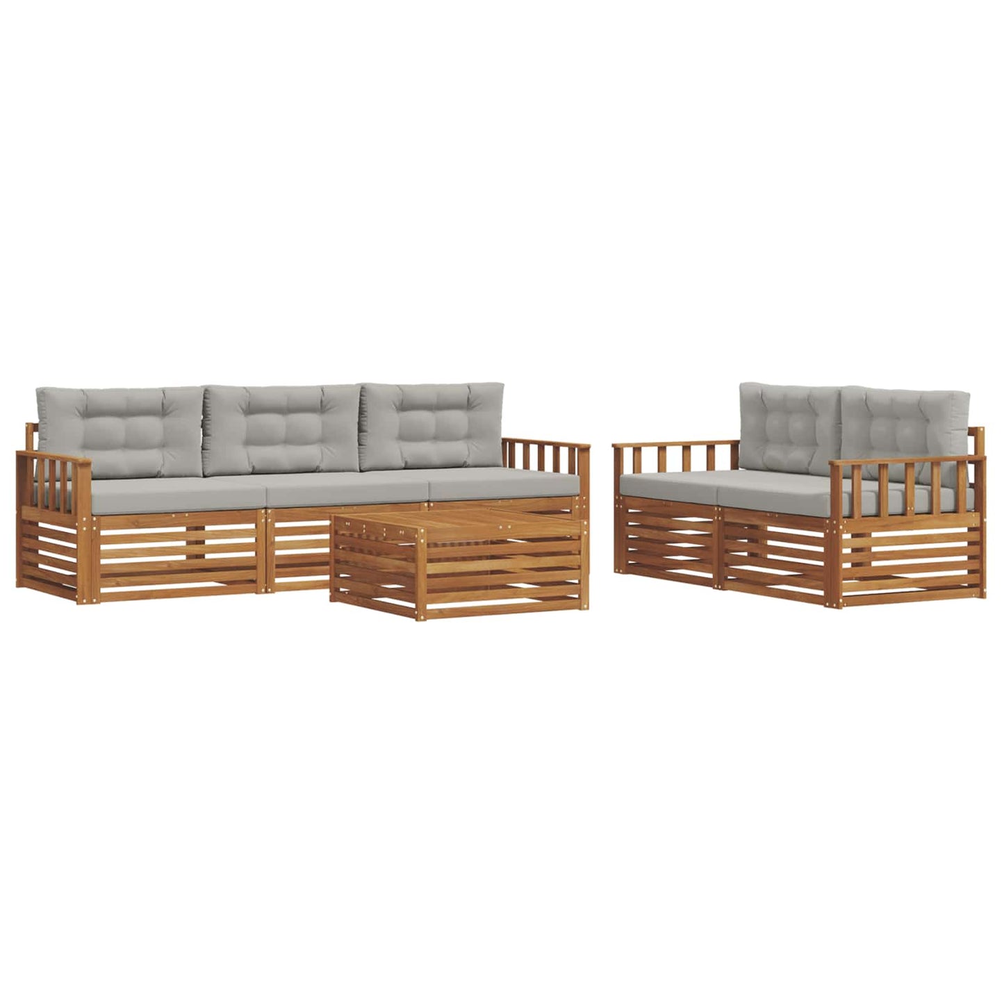 Set di divani da esterno 6 pcs Grigio Naturale e Chiaro | homemem39