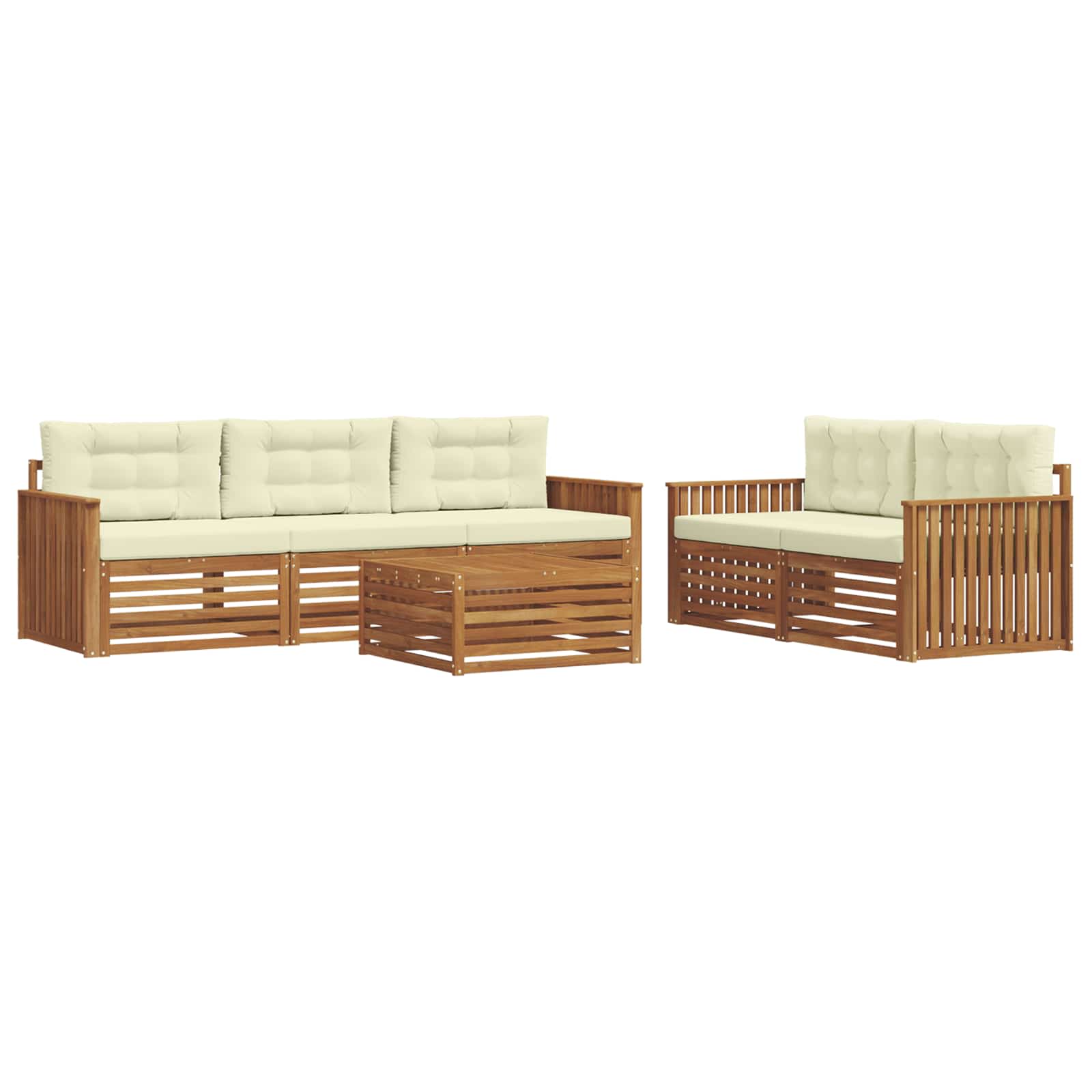 Set di divani da esterno con cuscino 6 pcs Naturale e Crema | homemem39