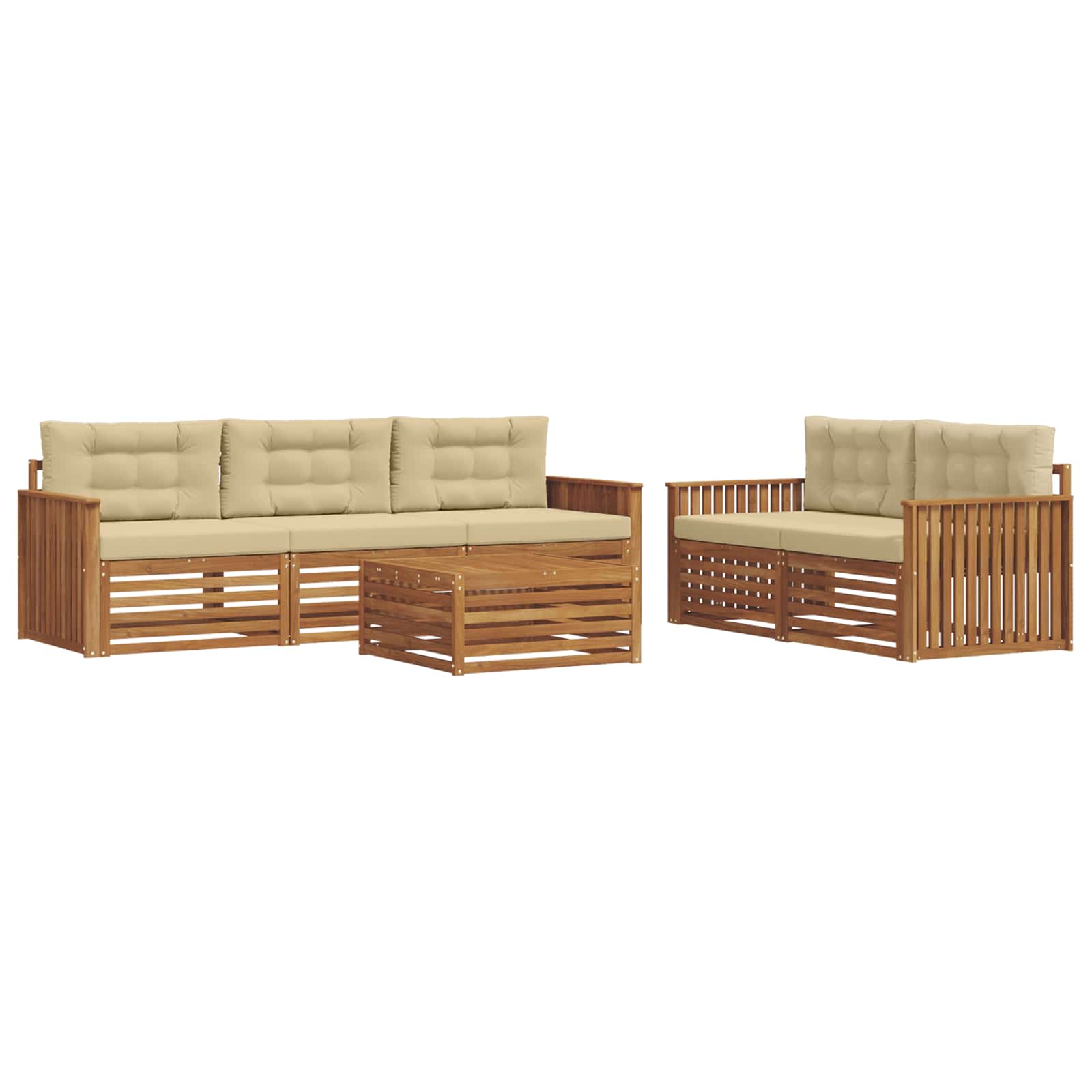 Set di divani da esterno con cuscino 6 pcs Naturale e Beige | homemem39