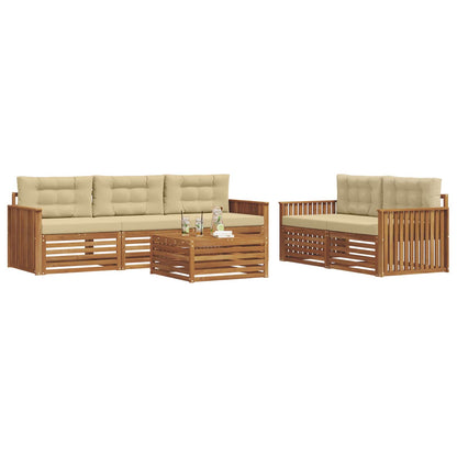Set di divani da esterno con cuscino 6 pcs Naturale e Beige | homemem39