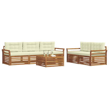Set di divani da esterno con cuscino 6 pcs Naturale e Crema | homemem39