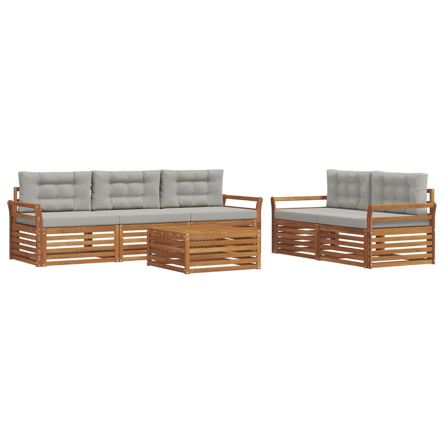 Set di divani da esterno 6 pcs Grigio Naturale e Chiaro | homemem39