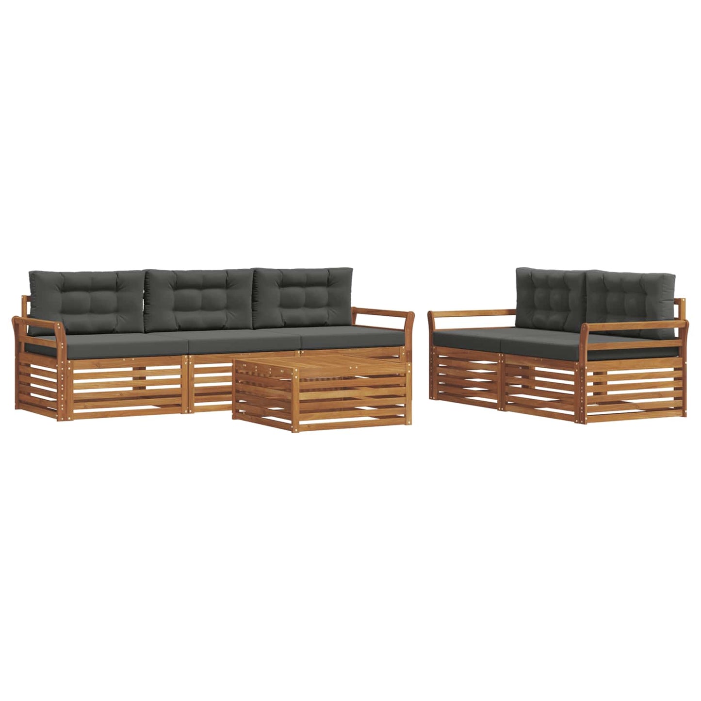 Set di divani da esterno con cuscino 6 pcs Naturale e Antracite | homemem39