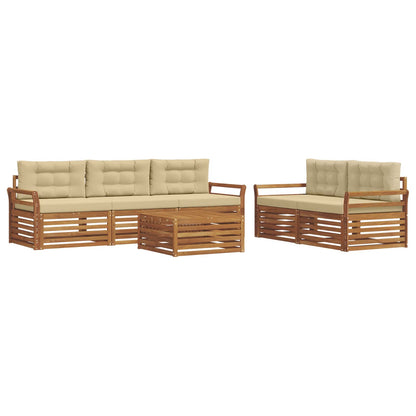Set di divani da esterno con cuscino 6 pcs Naturale e Beige | homemem39