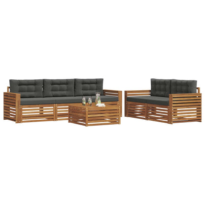 Set di divani da esterno con cuscino 6 pcs Naturale e Antracite | homemem39