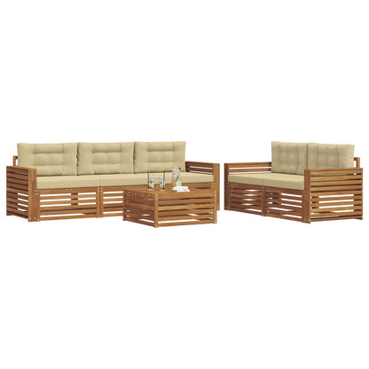 Set di divani da esterno con cuscino 6 pcs Naturale e Beige | homemem39