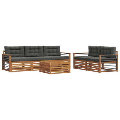 Set di divani da esterno con cuscino 6 pcs Naturale e Antracite | homemem39