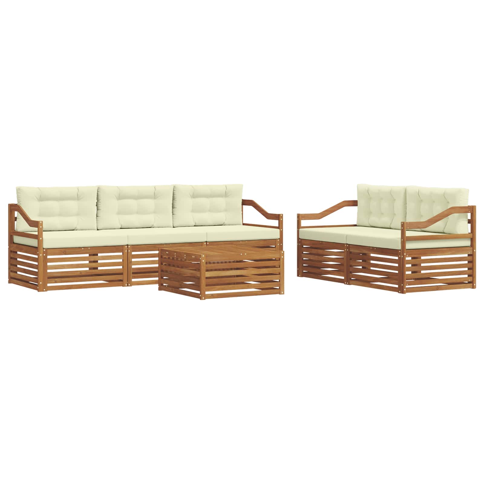 Set di divani da esterno con cuscino 6 pcs Naturale e Crema | homemem39