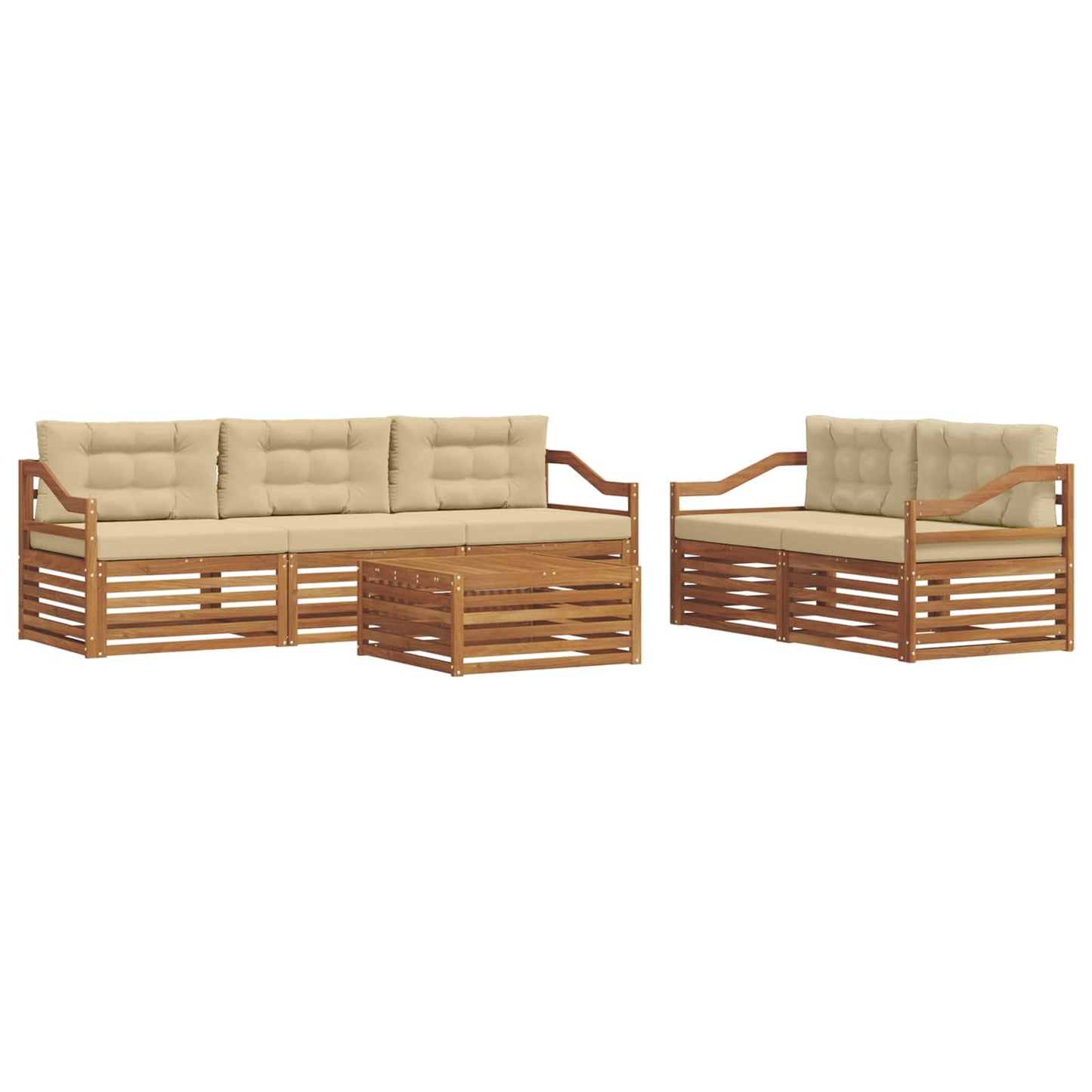 Set di divani da esterno con cuscino 6 pcs Naturale e Beige | homemem39