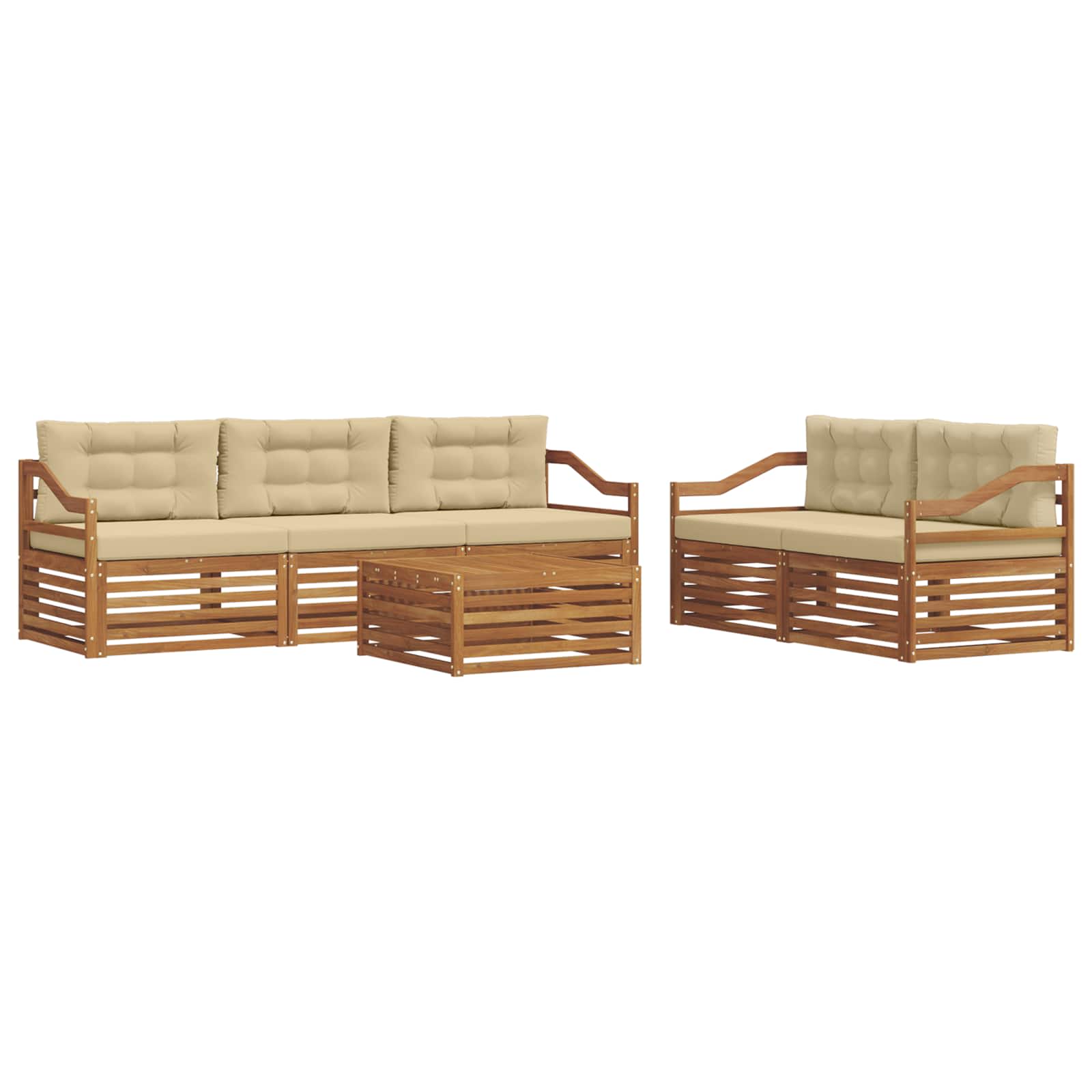 Set di divani da esterno con cuscino 6 pcs Naturale e Beige | homemem39