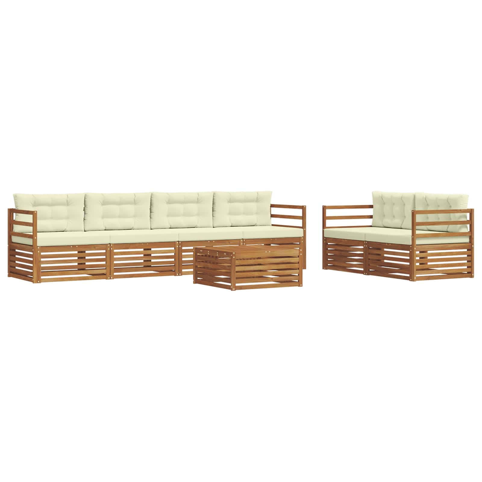 Set di divani da esterno con cuscino 7 pcs Naturale e Crema | homemem39